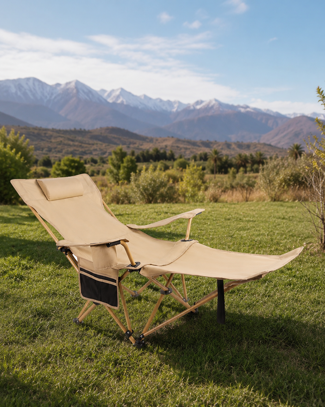 Fauteuil Pliable Inclinable Multi-Positions avec Repose-Pieds
