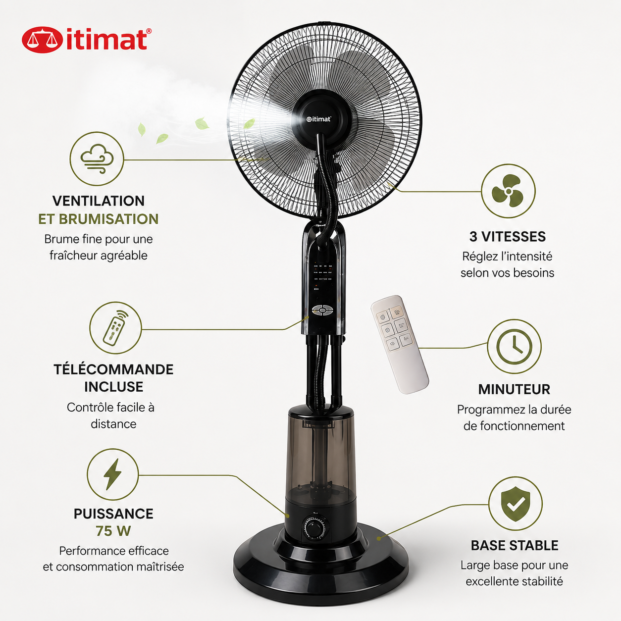 Ventilateur Brumisateur Itimat avec Télécommande