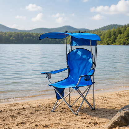 Fauteuil de Camping Pliable avec Pare-Soleil Intégré