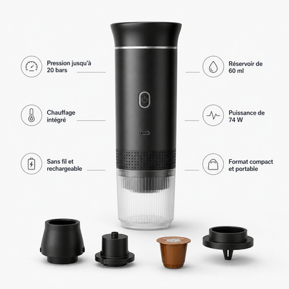 Machine à expresso portable électrique 3 en 1 sans fil