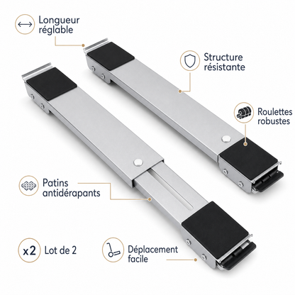 Support mobile réglable pour appareils électroménagers – Lot de 2