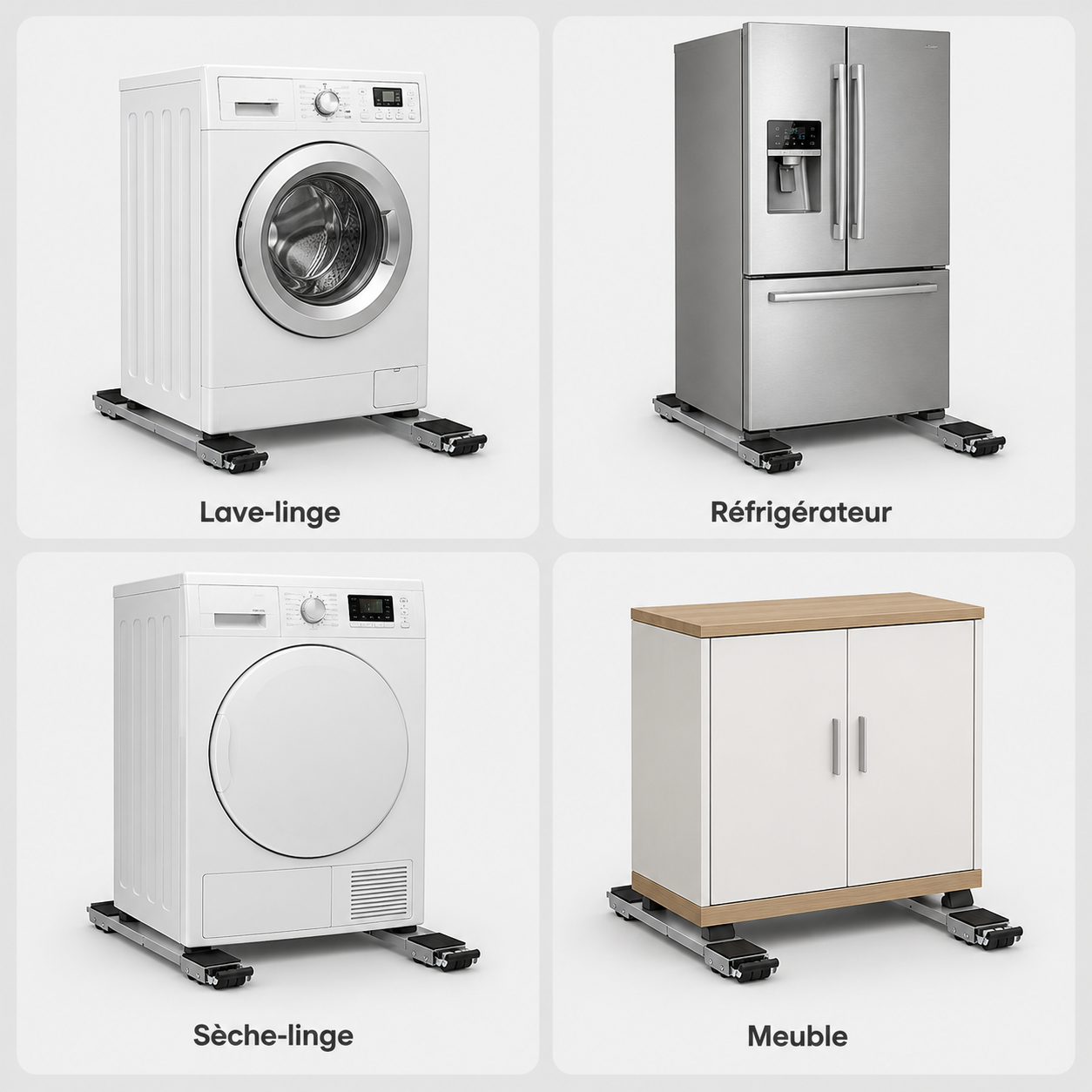 Support mobile réglable pour appareils électroménagers – Lot de 2