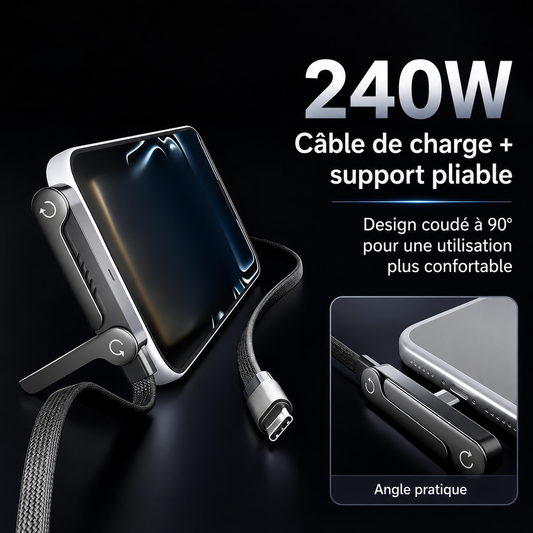 Charge rapide 240W + support pliable intégré