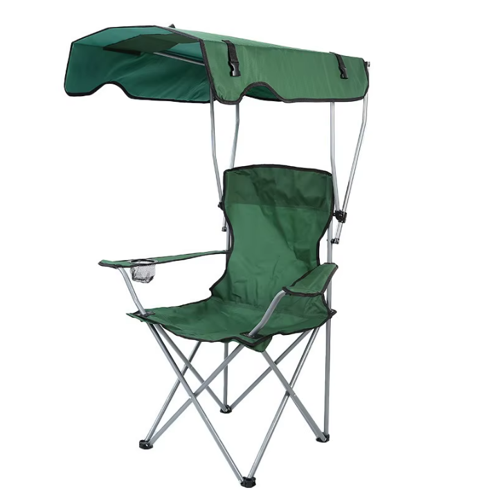 Fauteuil de Camping Pliable avec Pare-Soleil Intégré